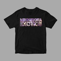 a black t - shirt with the word minnesota exotics on it